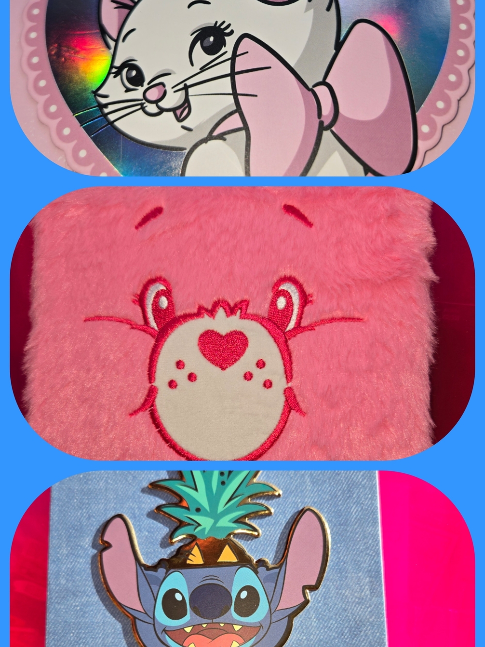 LOT oF 3 NEW Plushie Eyeshadow Palettes (Marie- Aristocat, Stitch And Care Bear)